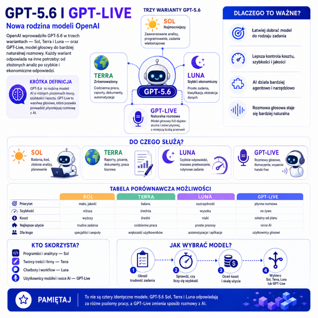GPT-5.6 Sol, Terra i Luna oraz GPT-Live. Czym różnią się nowe modele OpenAI?